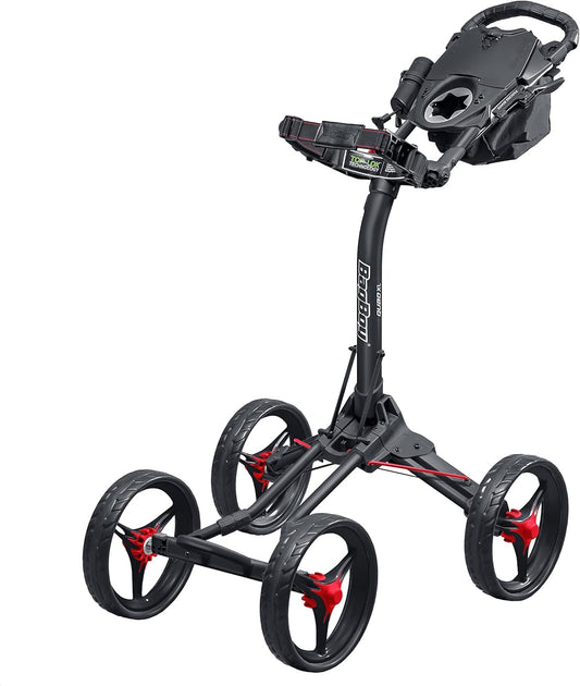 Bag Boy Quad XL Golf Push Cart, Red/Black
