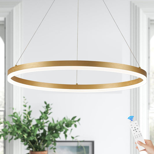 Sparklelf Modern Led Pendant Lighting 24 Ring Chandelier Gold Dimmable Led Chandelier For Dining Room 36W Adjustable Pendant Light Fixture For Living Room Bedroom Home Office Foyer  3000-6500K
