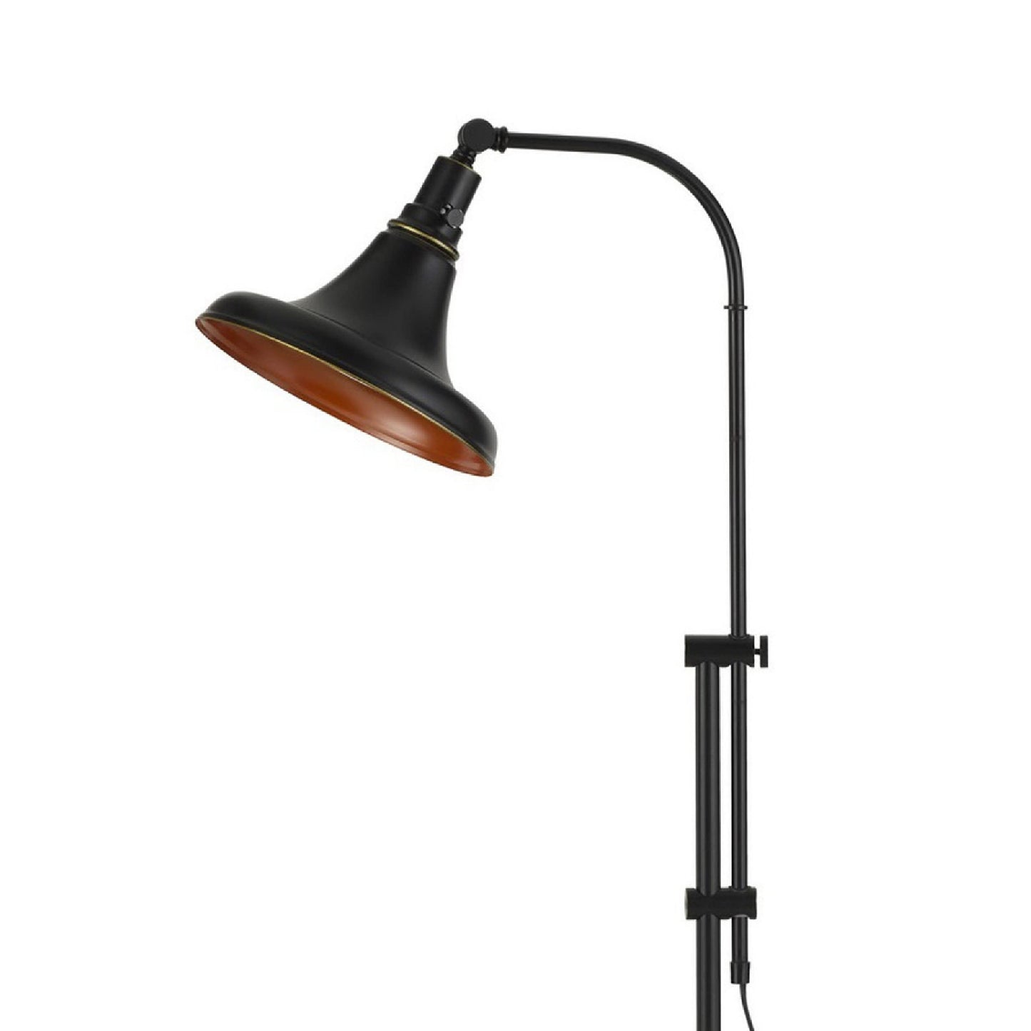 Benzara 47 Inch Adjustable Metal Floor Lamp, Tapered Shade, Black, Model BM271949, Bronze Finish