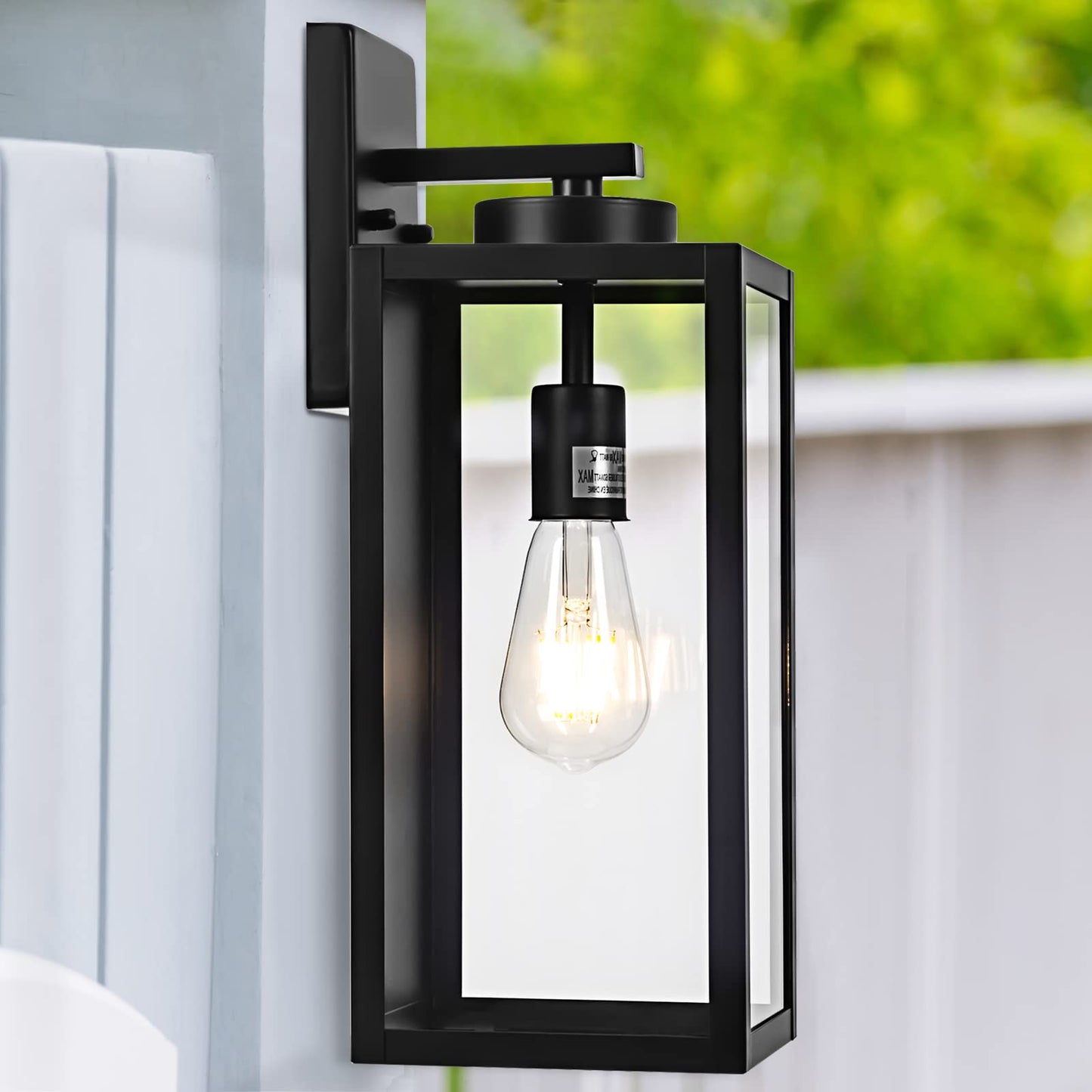 16-Inch Large Outdoor Wall Light Fixture  Black Exterior Wall Lantern Waterproof  Farmhouse Porch Sconce Lighting With Glass  Modern Wall-Mounted Outside Lights For House  Garage  Patio Lamp  2 Packs