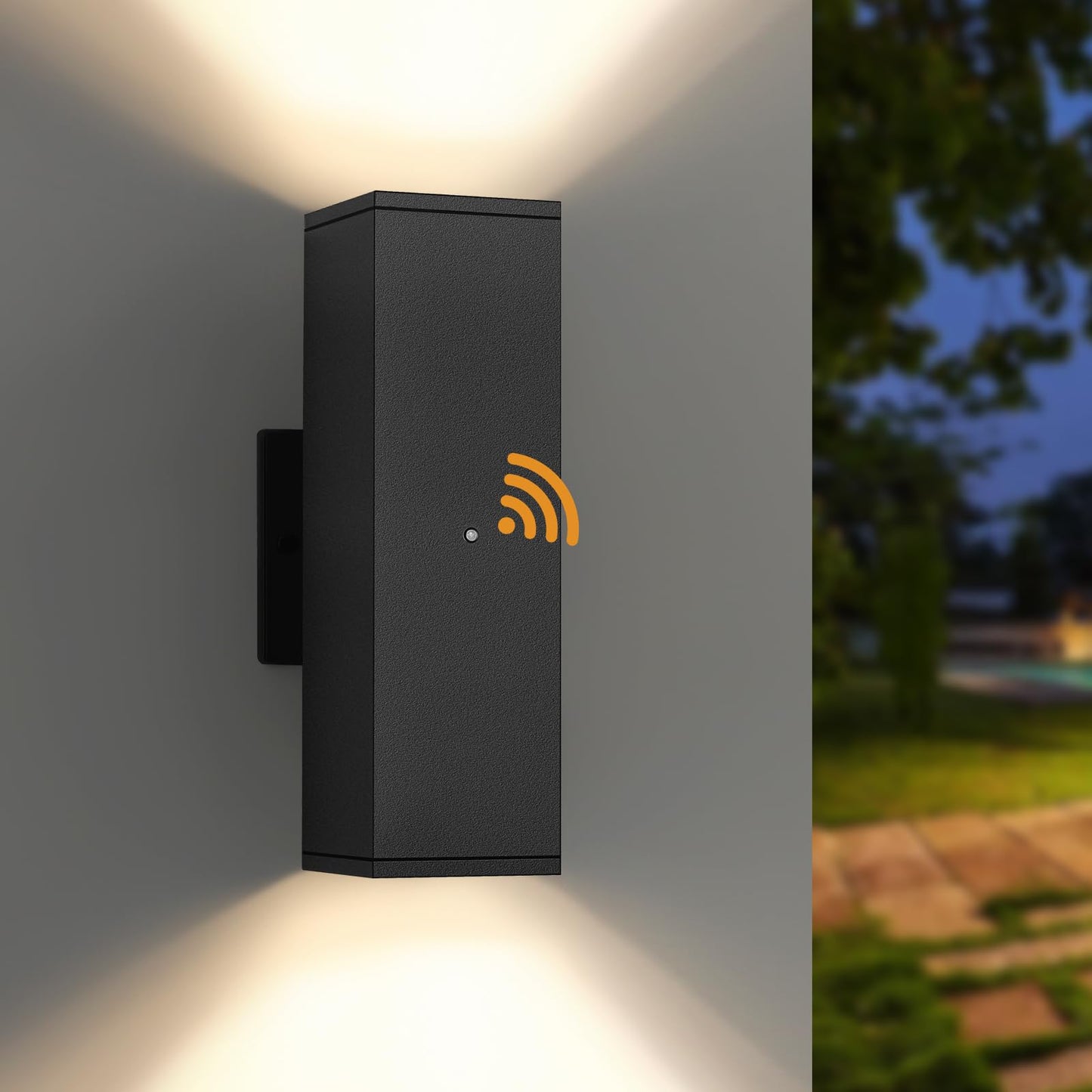 Dusk To Dawn Outdoor Lighting  Led Square Up And Down Outdoor Sconce Lights  Matte Black Exterior Lighting Fixtures With 7W Led Bulbs  Front Porch Lights For House  Garage  Patio  Doorway  1 Pack