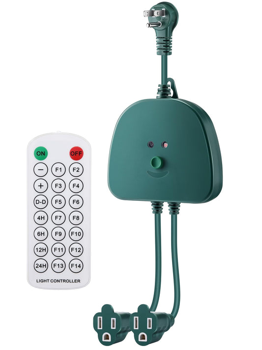 Gulfmew Christmas Light Controller With Remote  Create Dazzling Lighting Displays With Multiple Functions  Timer  Dusk To Dawn Sensor  Adjust Speed For Holiday Xmas Lights(2 Channel  14 Functions)