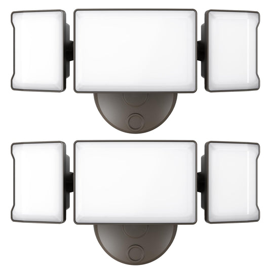 Olafus 60W LED Flood Lights 6000LM, IP65 Waterproof, Brown, Model BDB55-3, 2 Pack for Outdoor, Garage, Wall/Eave Mount