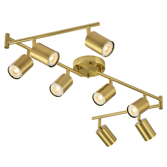 Vonluce 8 Light Track Light Fixture  Led Track Lighting Kit With Rotatable Heads  3-Color Gu10 Bulbs Included  Modern Ceiling Spotlight For Kitchen Office Closet Studio Bedroom  Gold