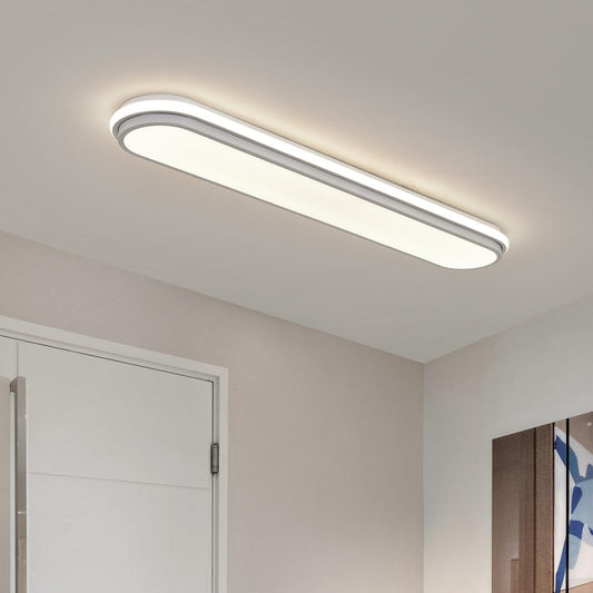 Naroume Smart Led Ceiling Light 36.2In Dimmable Modern Metal Linear Led Ceiling Lamp Flush Mount Wraparound Shape Lighting Fixture With Remote Control For Kitchen Dining Room & Laundry 55W