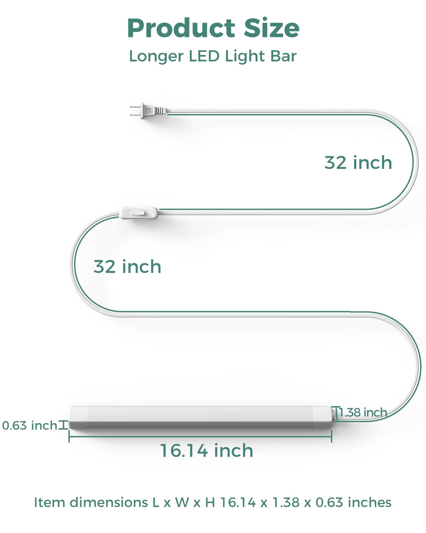 Asoko 16 Inch Under Cabinet Lights Plug And Play Under Counter Lighting 6000K Cool White With 700Lm Bright Etl Light Bar With On/Off Switch For Kitchen  Desk Workbench-2 Pack