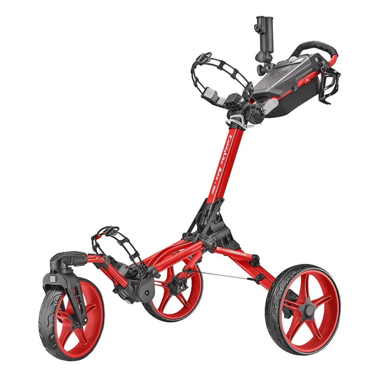 Caddytek CaddyLite Auto+360 Golf Push Cart - 4 Wheel Lightweight Foldable Golf Pushcart with Auto Folding, 360° Swivel Front Wheel, Aluminum Frame, EVA Wheels, Foot Brake, Umbrella & Drink Holder