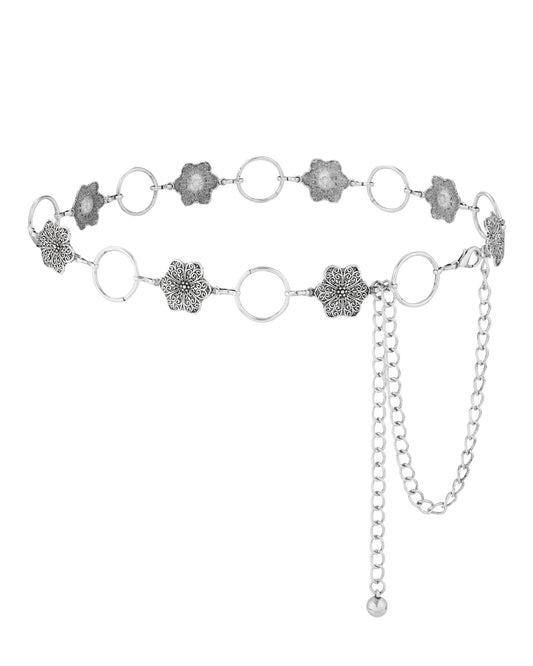 AWAYTR Western Chain Belts for Women - Silver Cowgirl Concho Belts for Jeans Dresses Country Concert Outfit Accessories