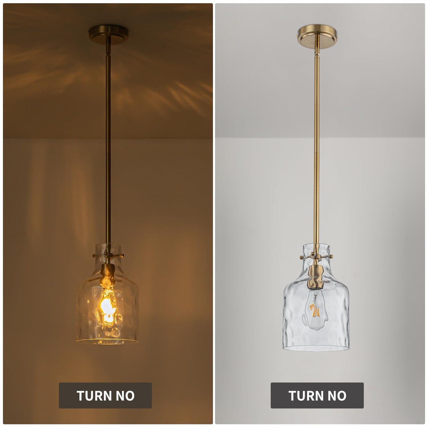 Wilon Pendant Light Fixtures Glass Pendant Lighting For Modern Kitchen Island Adjustable Hanging Ceiling Light 7 Hammered Glass Shade Pendant Lights For Dining Room Kitchen Sink  Gold Metal Finish