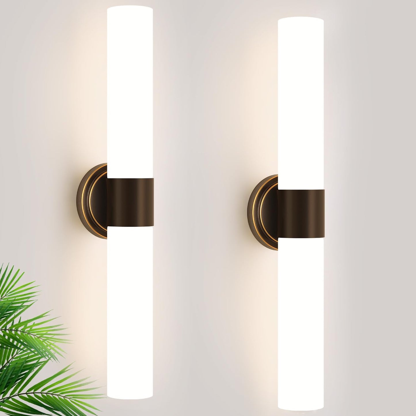Wall Sconces Set Of Two  Modern Bathroom Sconces Wall Lighting With Milky White Glass  Brown Sconces Wall Decor Set Of 2 For Bathroom Mirror Bedroom Living Room Hallway