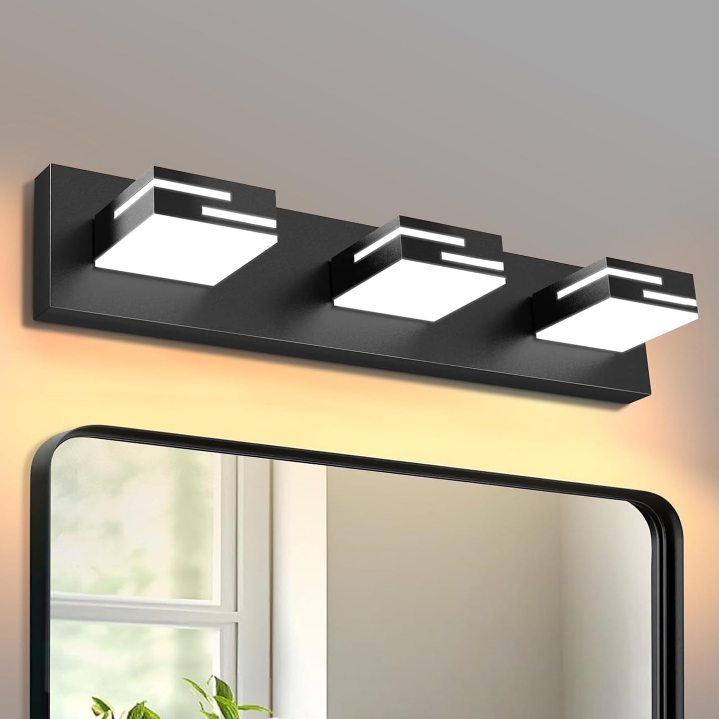 Lkhf Led Modern Bathroom Vanity Light Fixtures 3-Light 5Cct Dimmable Matte Black Vanity Lights For Bathroom Lighting Fixtures Over Mirror  With 350?Rotatable Acrylic Heads  22-Inch