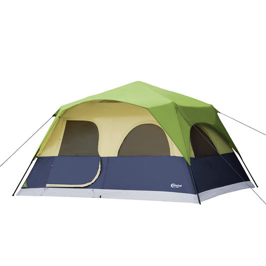 Portal 8 Person Instant Tent for Camping, Large Water Resistant Cabin Family Tent Easy Setup with 5 Large Mesh Windows, Rainfly, Carry Bag