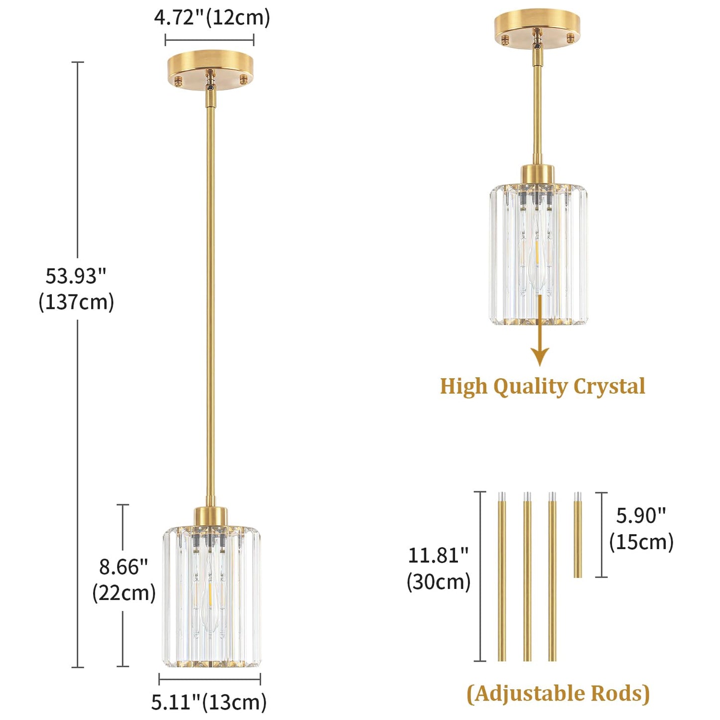 Zsmihdoh Pendant Lights Kitchen Island  Modern Brushed Gold Pendant Light Fixtures  Kitchen Hanging Lights Mini Chandelier Crystal Pendant Lighting For Island Dining Room Hallway Bedroom