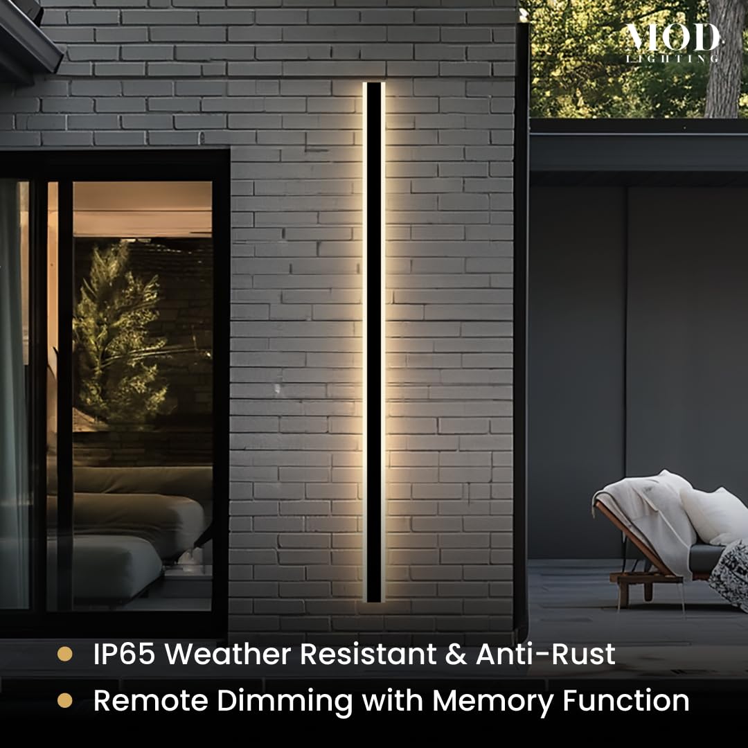 ?????? ???????????????? Haylen | Waterproof Outdoor Wall Light  Led Dimmable With Remote 3000K-6000K  Long Outdoor Porch Lights  Wired Lighting Fixture  Patio Exterior Wall Sconce  2-Pack (Black  67)