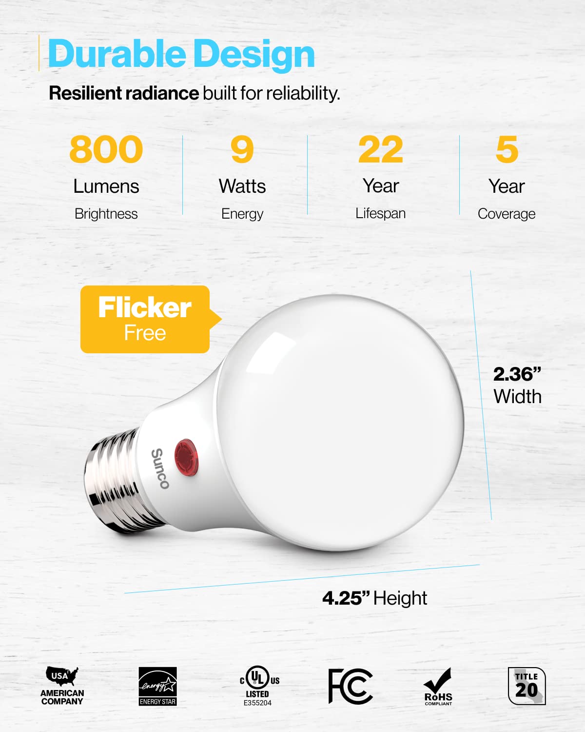 Sunco 24 Pack Dusk To Dawn Led Outdoor Light Bulb A19  Photocell Automatic For Exterior Lighting  800 Lm  9W (60W Eqv.)  4000K Cool White  Auto On/Off Sensor  Ip65 Rated Ul.