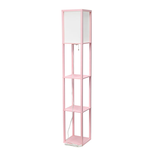 LALIA HOME Column Shelf Floor Lamp, Wood, Light Pink, 10.14 x 10.14 x 62.75, Model LHF-3004-LP