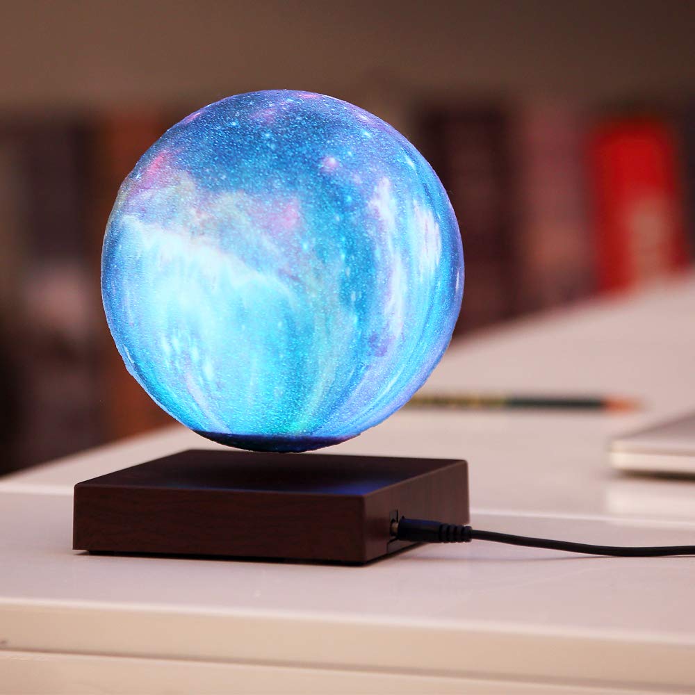 VGAzer Levitating Moon Lamp, 7 Color LED Light, Square Base, Model VA1213, Plastic