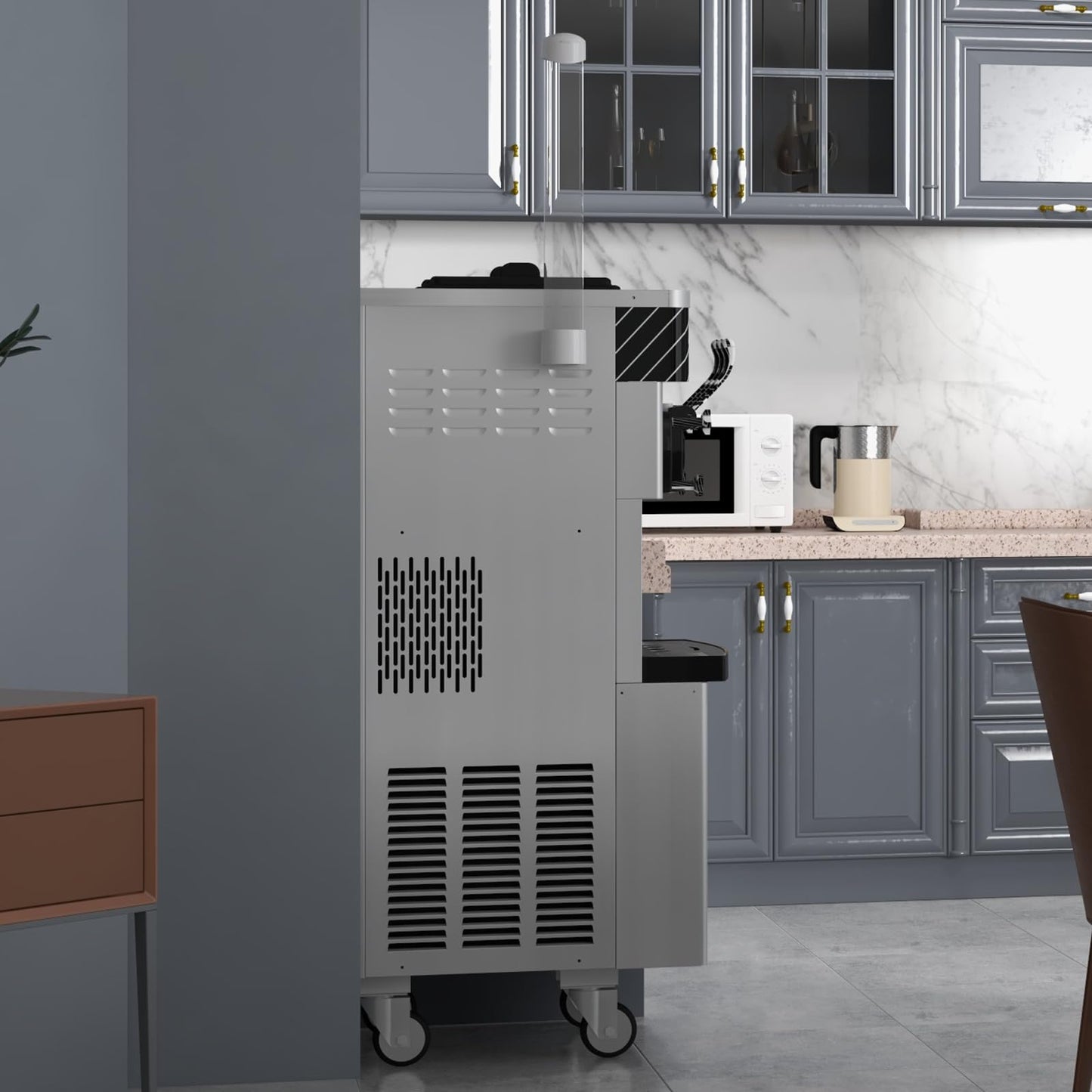 Commercial Ice Cream Maker Machine, 3 Flavors Soft Serve Ice Cream Machine, 2 * 7L Hoppers, 2450W Compressor Electric Ice Cream Maker for Restaurants/Dessert Shops/Mobile Cars/Snack Bars/Cafes