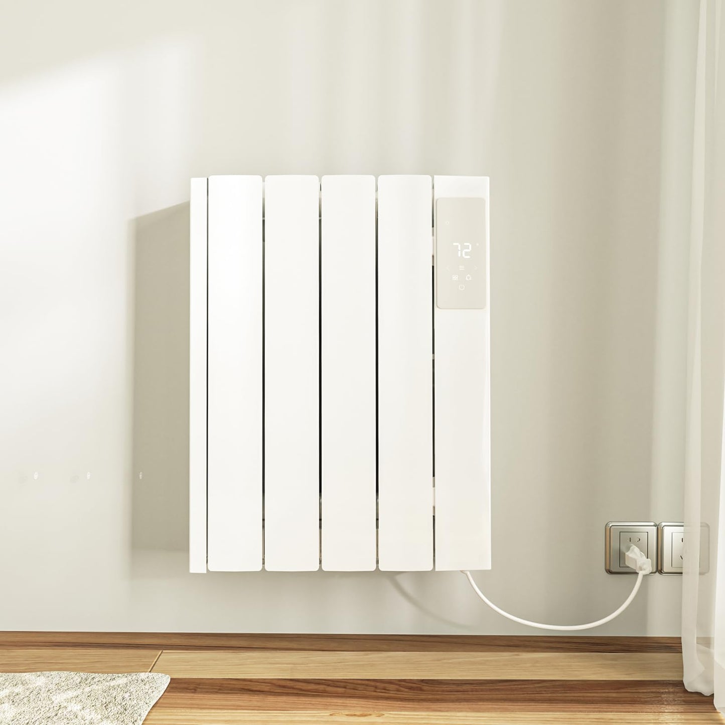Lueptexx 800w Convection Wall Panel Heater-Electric Heater for Indoor Use, Quiet Fan-less Design, Energy Efficient Heating with ECO Mode, Remote Control, 24h Timer, Child Lock