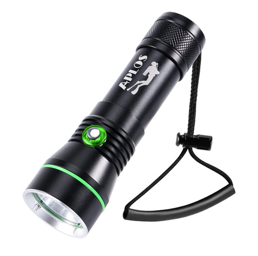 APLOS AP30 Diving Flashlight - 3000lm, IPX8 Waterproof, Aluminum, Black