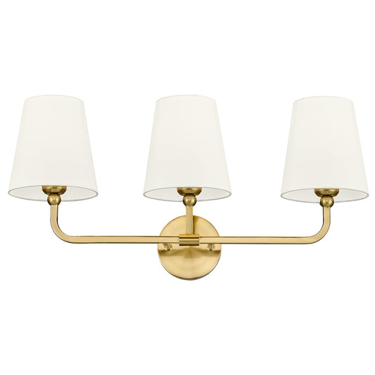 Metwet Bathroom Light Fixtures  Brushed Gold Vanity Lights With Beige Fabric Shade  3-Light Wall Sconce  Modern Sconces Wall Lighting For Hallway Bedroom  Vl837-Bg-B-3