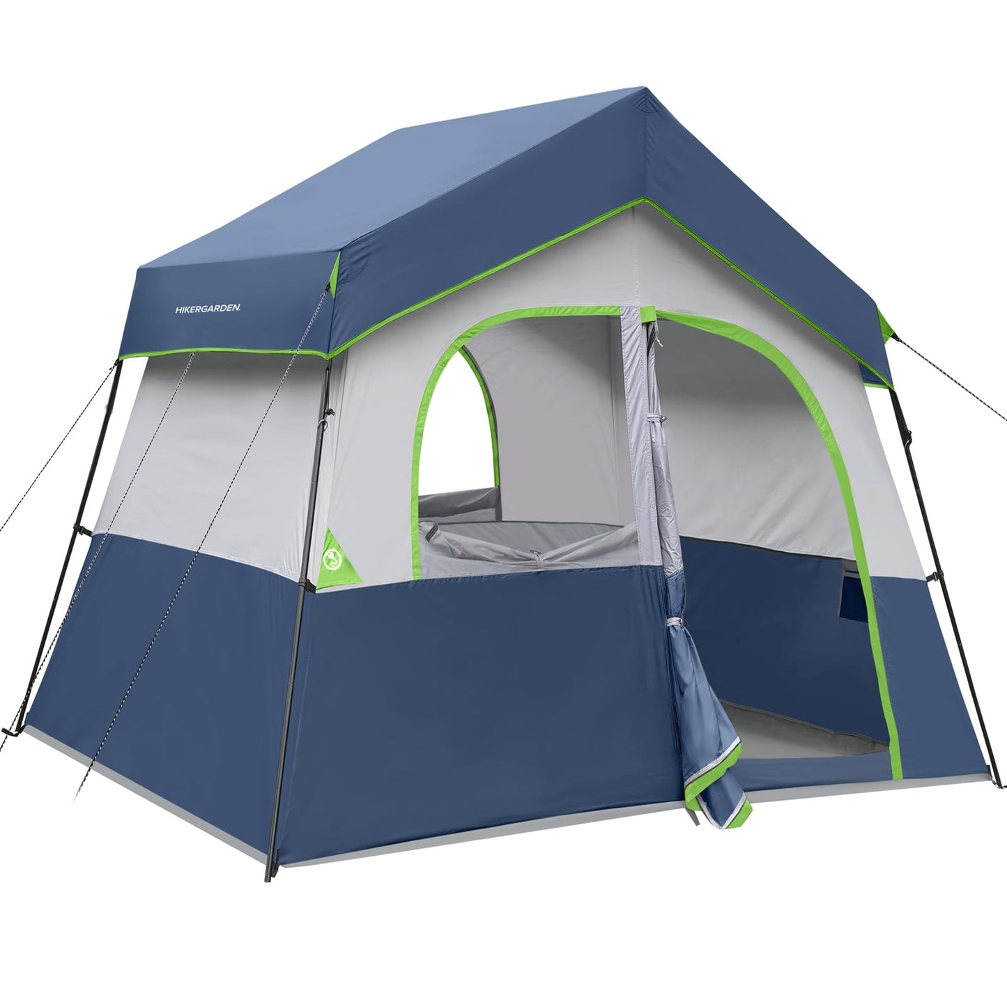 HIKERGARDEN 6 Person Camping Tent - Portable Easy Set Up Family Tent for Camp, Windproof Fabric Cabin Tent Outdoor for Hiking, Backpacking, Traveling (Dark Blue)