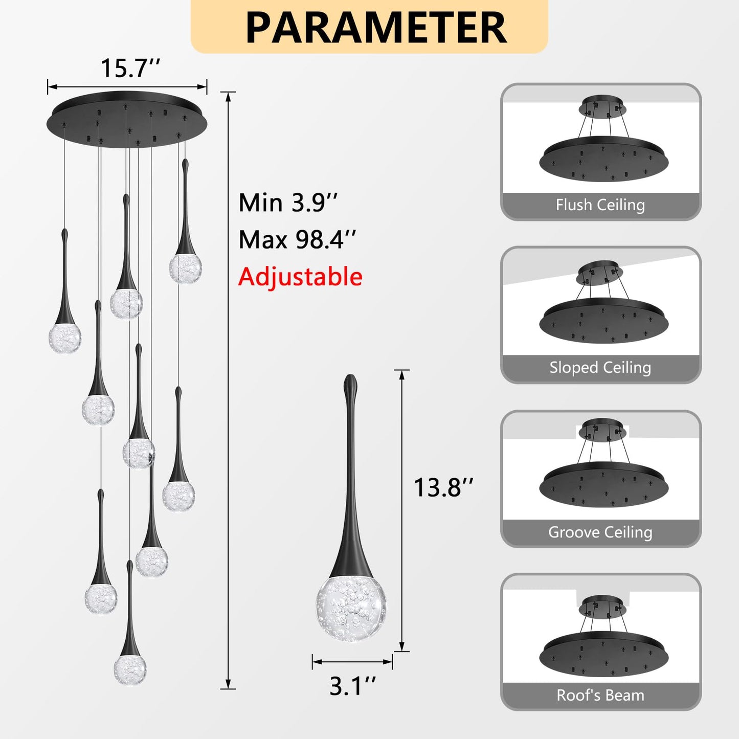 9 Light Modern Glam Crystal Chandelier For High Ceiling Led Dimmable Ceiling Pendant Light Staircase Foyer Enterway Living Room Chandelier Lighting Antique Black