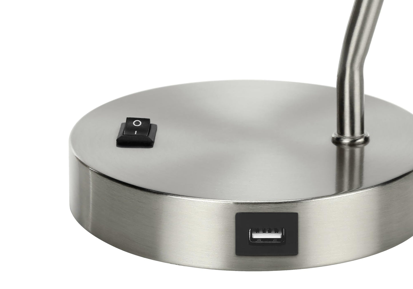 Monarch Specialties I 9659 Table Lamp, USB Port, Nickel Metal, Silver Shade, 11.75inL x 6inW x 16.75inH