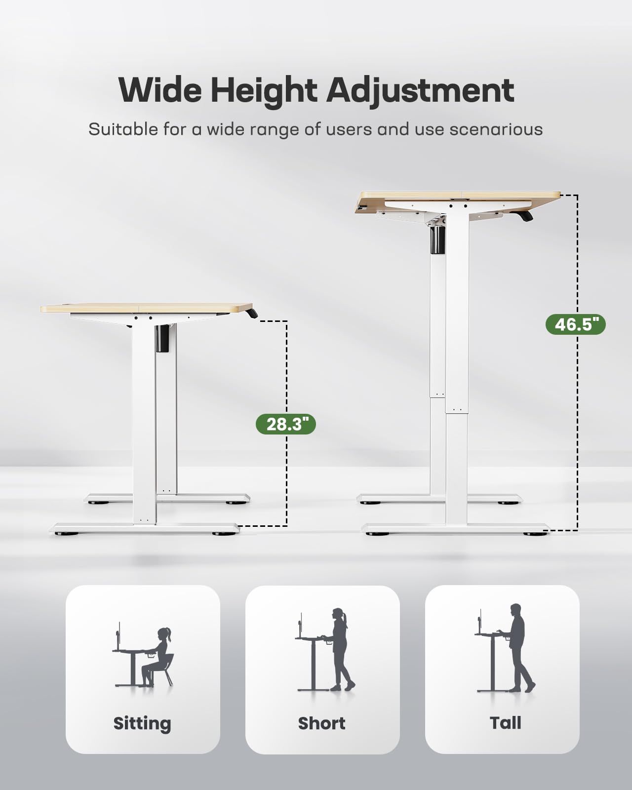 Marsail Electric Standing Desk Adjustable Height, 48 * 24 Inch Sit Stand up Desk for Home Office Furniture Computer Desk with 3 Memory Presets, Headphone Hook, Light Maple
