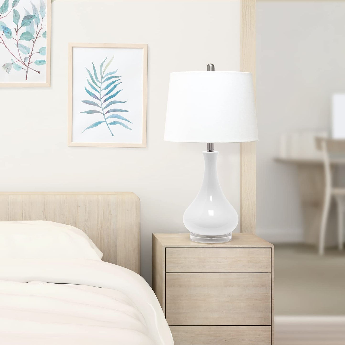 Elegant Designs LT3312-AQU Ceramic Table Lamp, Glossy Tear Drop Shape, 14inL x 14inW x 26.25inH, Aqua