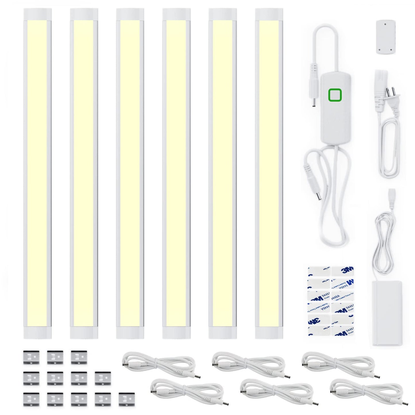 MYPLUS LED Under Cabinet Lighting Kit, 6pcs 12in Light Bar, Warm White 3000K, Aluminum, 1260 Lumen