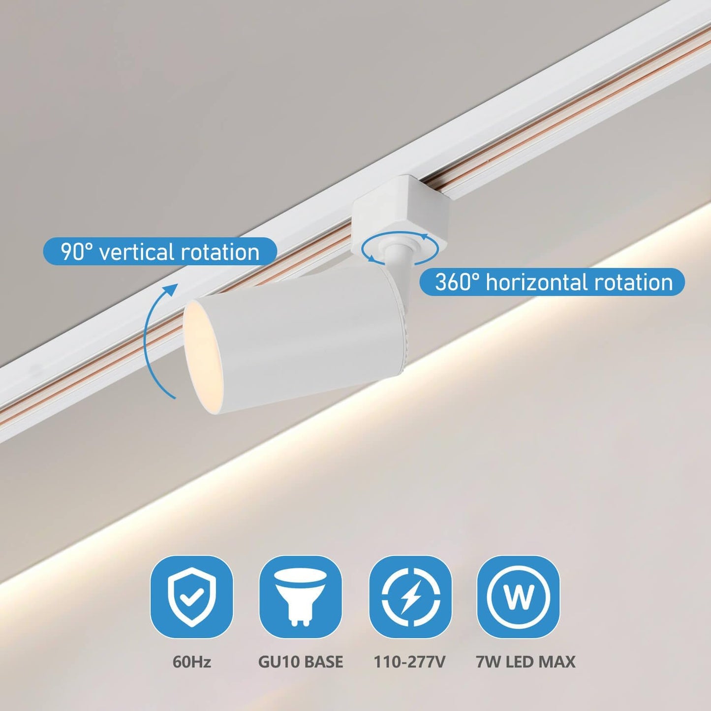 Hiiglxii 6 Lights Led Track Lighting Kit With 6.6Ft H Track Lighting Rails & Floating Canopy Connector  Gu10 Track Light Kit Modern Kitchen Track Lighting Fixtures Ceiling Spot Light  White - No Bulbs