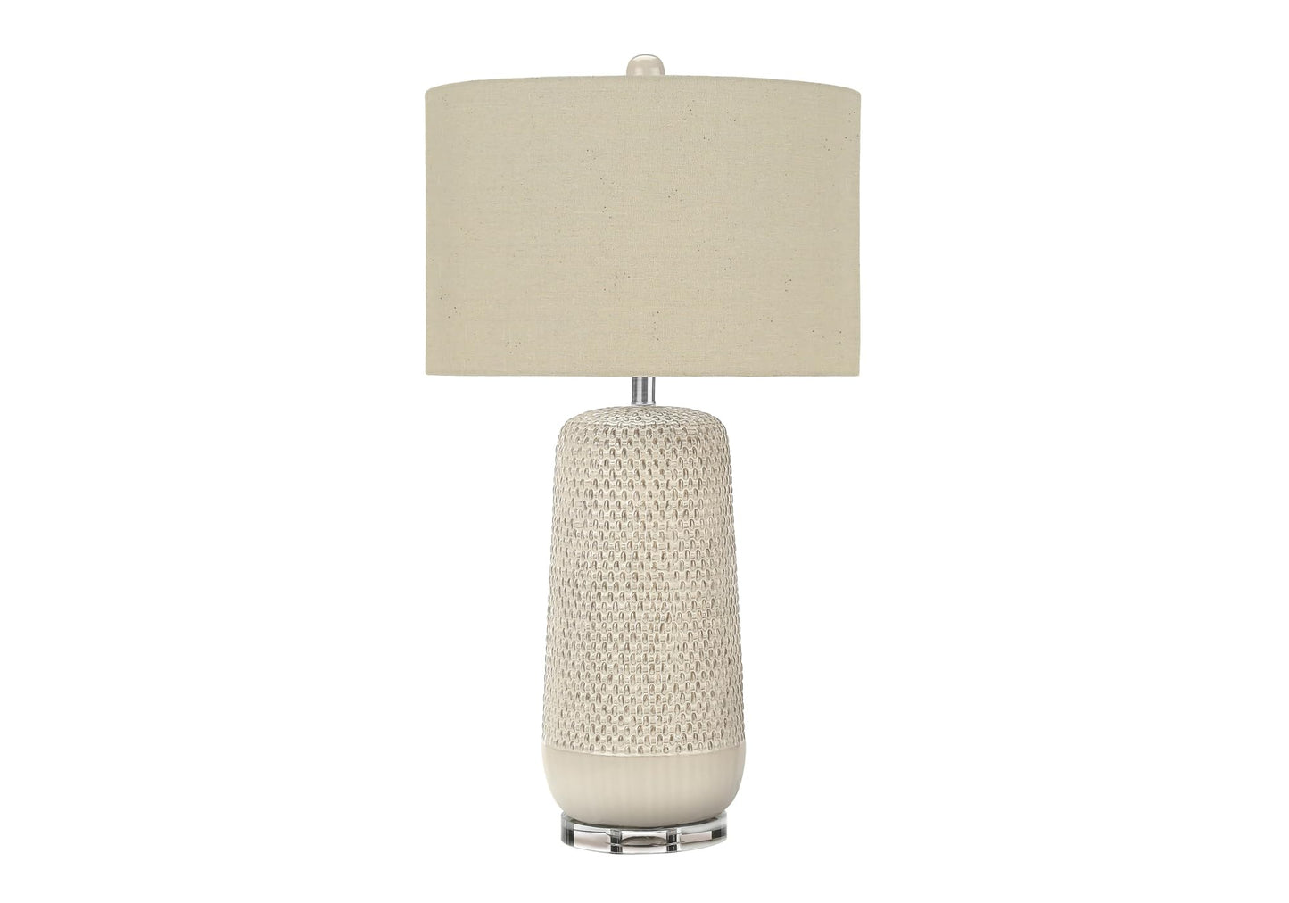Monarch Specialties I 9605 Table Lamp, Cream Ceramic, Beige Shade, 17inL x 17inW x 31inH