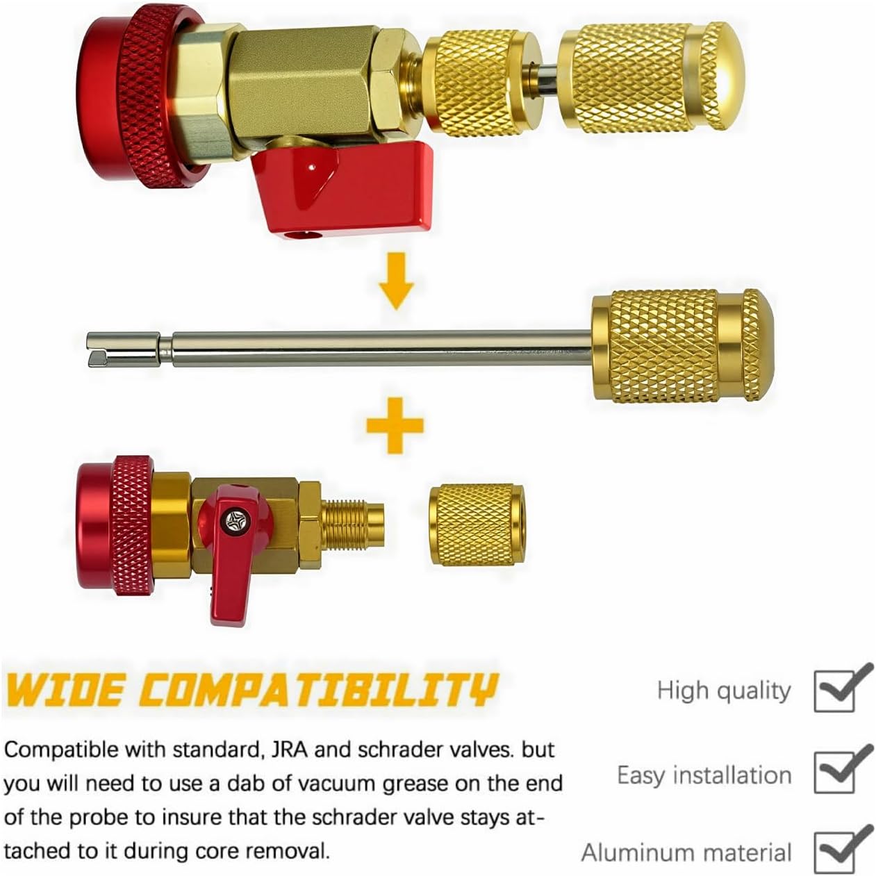 R134A R1234YF Air Condithoning Valve Core Remover Tool for High Low Pressure Repair Tool