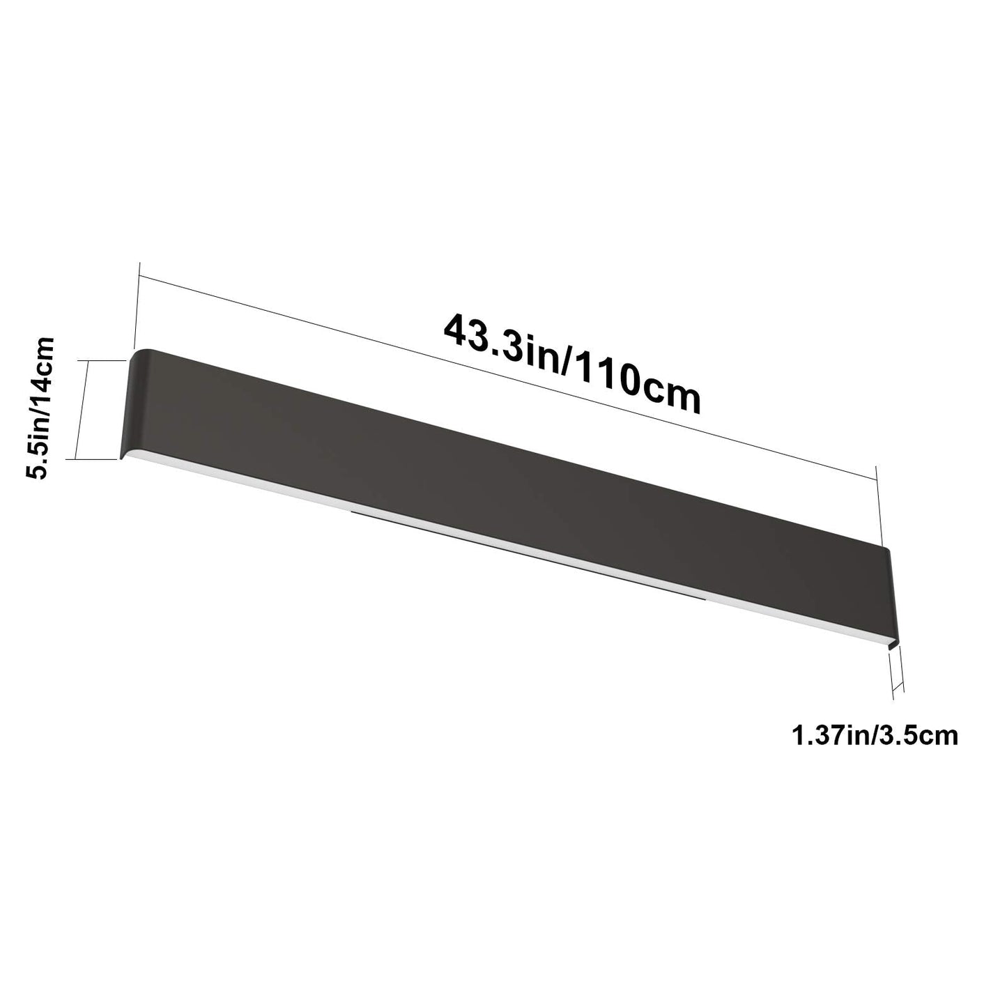 Aipsun Vanity Light Fixture - 43.3in Dimmable LED, Adjustable Color Temperature, Aluminum, Remote Control, Model A065-110cm-Remote
