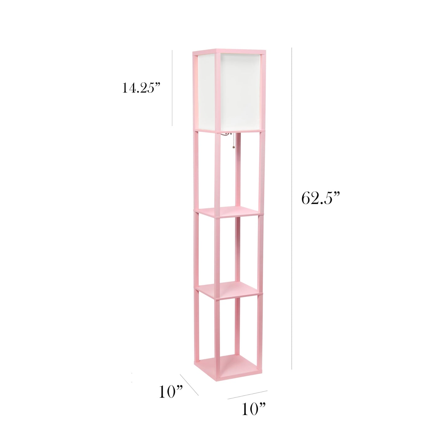Simple Designs LF1014-LPK Floor Lamp, Etagere Organizer Shelf, Light Pink, No Bulb, Plastic