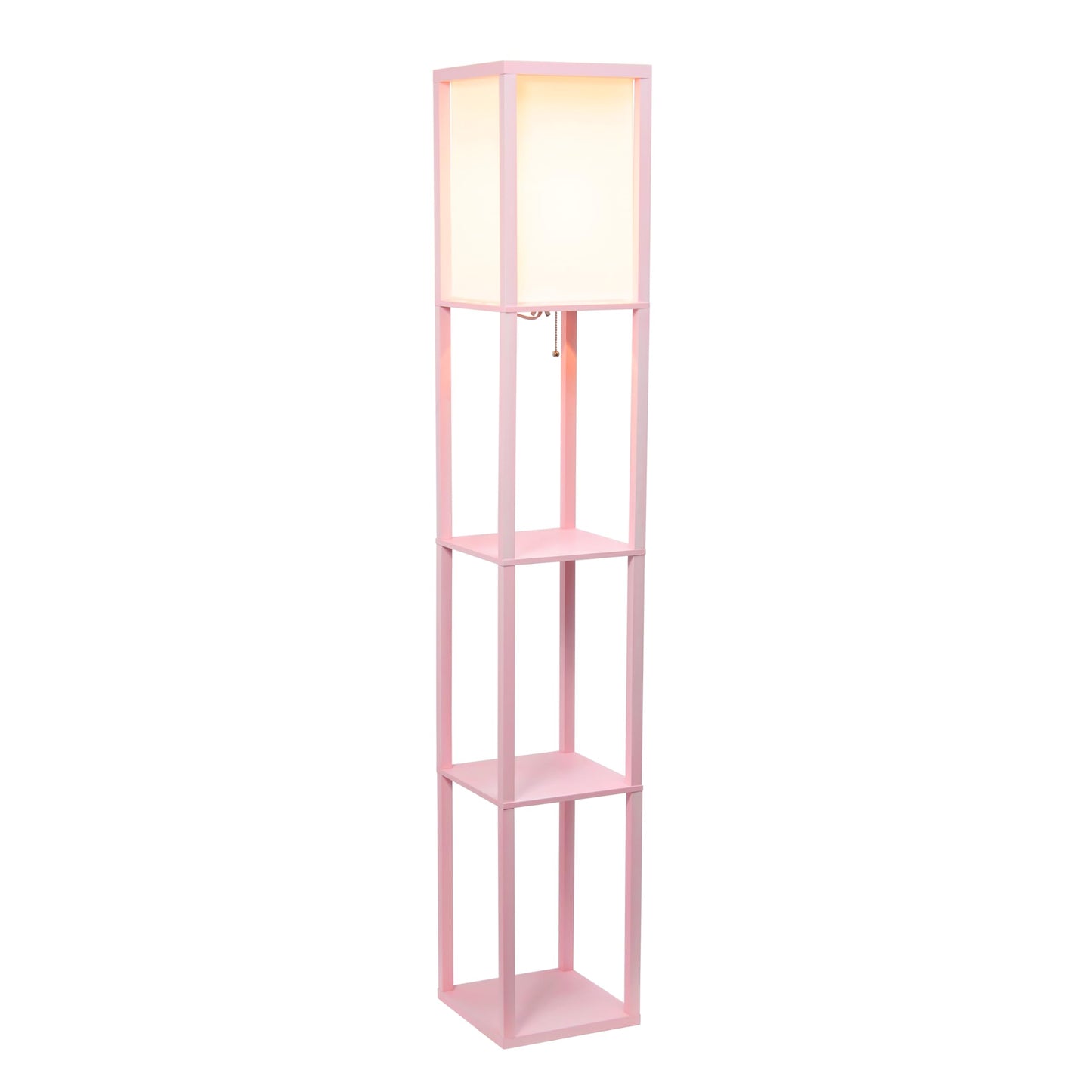 Simple Designs LF1014-LPK Floor Lamp, Etagere Organizer Shelf, Light Pink, No Bulb, Plastic