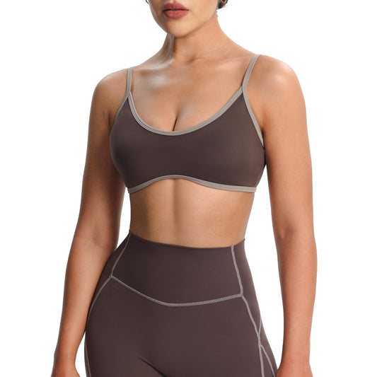 Aoxjox Women's Color Block Workout Sports Bras Fitness Lexi Lined Strappy Bra Athletic Yoga Crop Tank