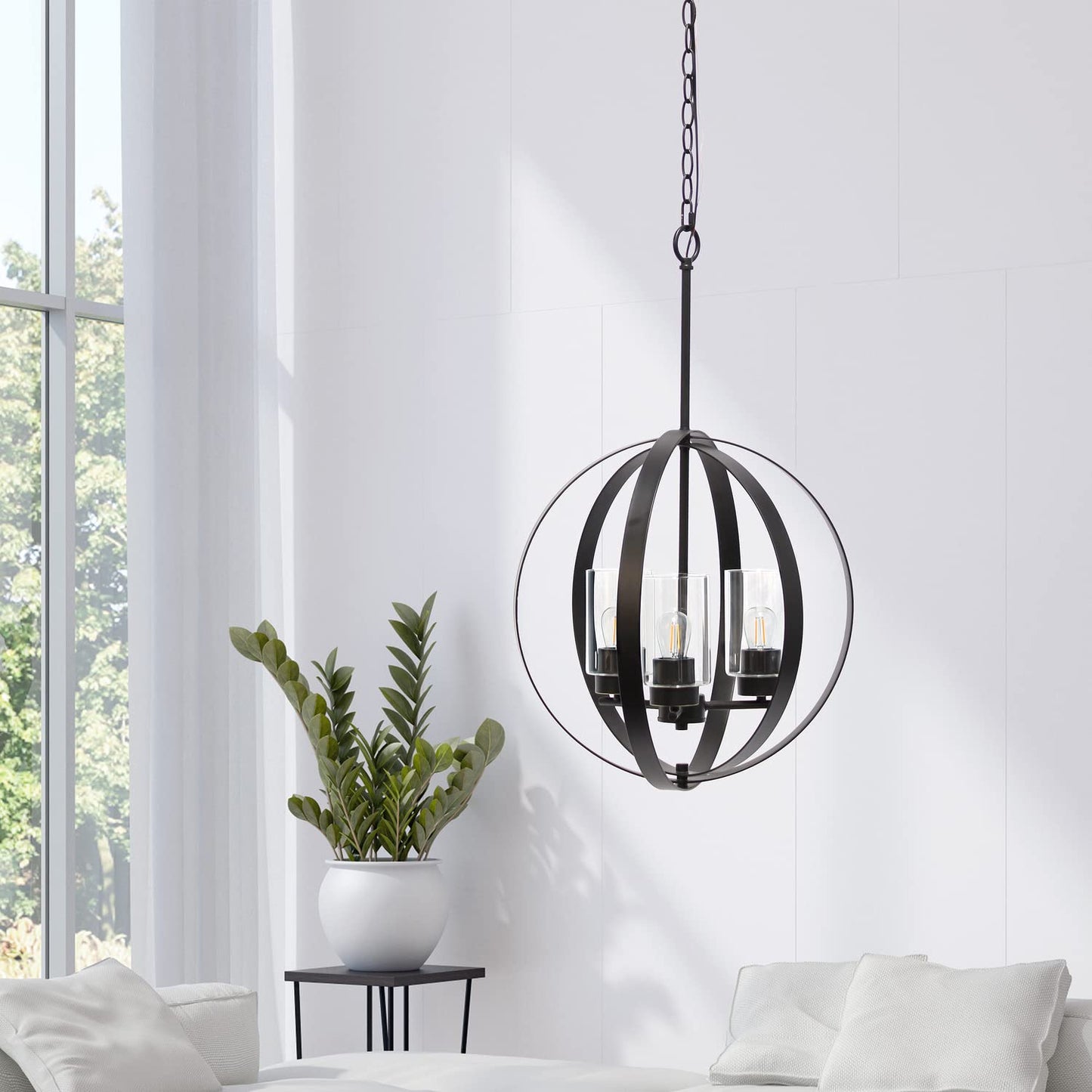 LALIA HOME 3-Light Adjustable Ceiling Pendant, 18in Metal & Glass, Restoration Bronze, Model 1270-LHP-3010-RZ