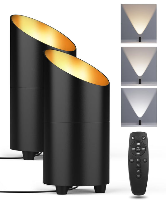 Abovizo 2 Pack Uplighting Indoor  Led Floor Can Lights With Remote And Timer  3 Color Temps Dimmable Spotlight For Corner Sofa Plant Home Accent Lighting  5.9 Ft Plug Cord & Foot Switch  Black