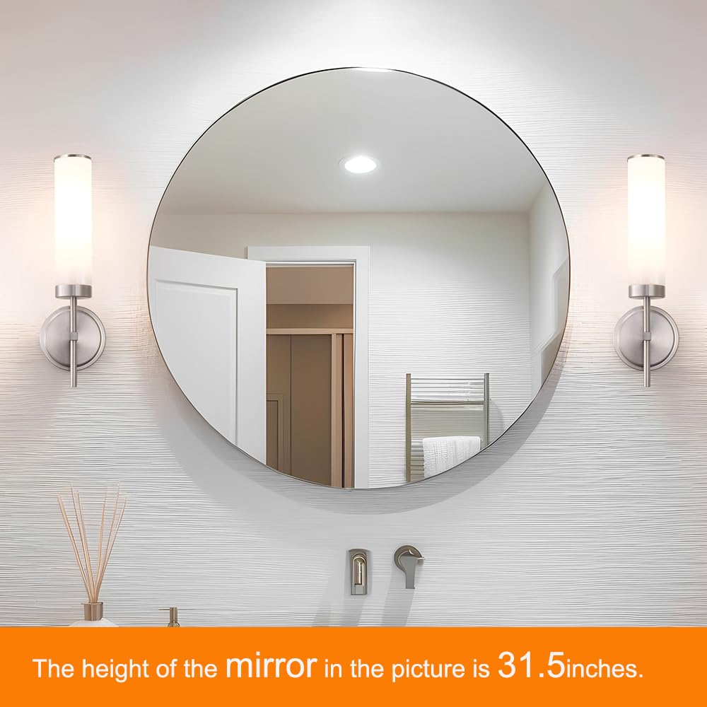 Brushed Nickel Wall Sconces Set Of 2  Modern Bathroom Sconces Wall Lighting With Opal White Glass  Vanity Light Fixtures For Bathroom  Wall Mount Lights For Living Room Bedroom Hallway  Hardwired