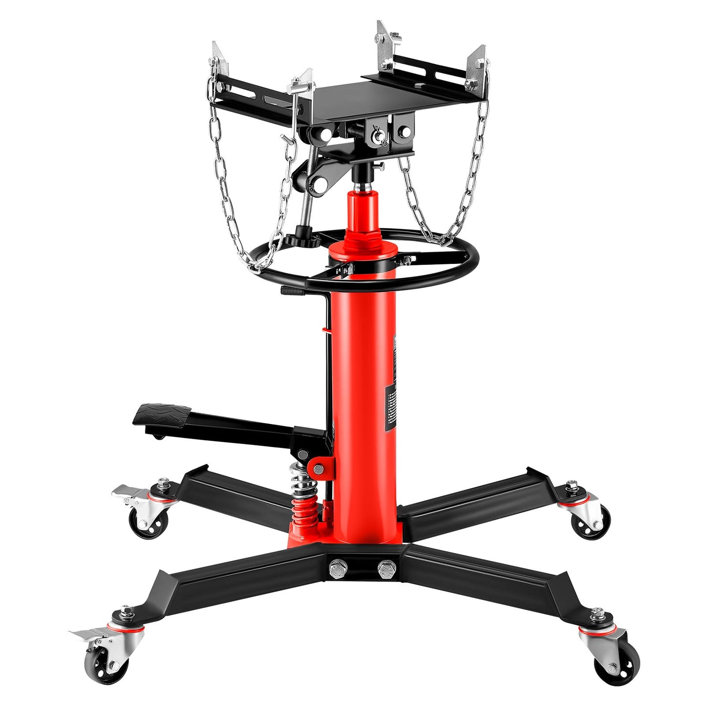 VEVOR 1/2Ton/1100lbs Capacity Hydraulic Transmission Jack, Car & Truck Compatible, 33.5-67 Inch Lift Range, 2-Stage Jack Stand with Foot Pedal, 360 Swivel Wheel, Red