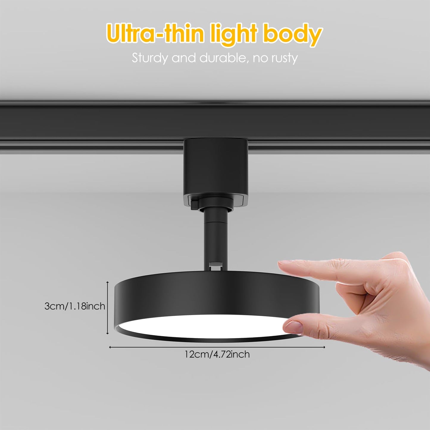 Tuyubee Diffuse Led Track Lighting Heads H Type Track Light Heads Dimmable Kitchen Track Lighting Fixtures Ceiling  Compatible With H Track Rails - Flicker Free Cri90+ 3000K 12W 1000Lm  3 Pack Black