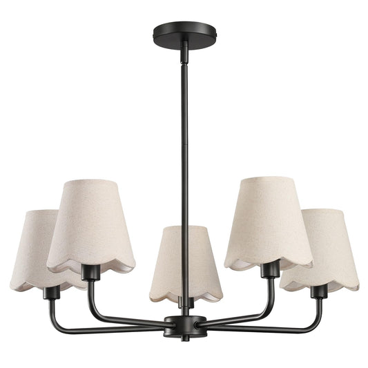 Kaisite Black Chandelier For Dining Room - 5-Light Farmhouse Dining Room Light Fixture Over Table Industrial Kitchen Lighting Fixture Ceiling Hanging Chandelier For Bedroom Living Room Foyer Entryway