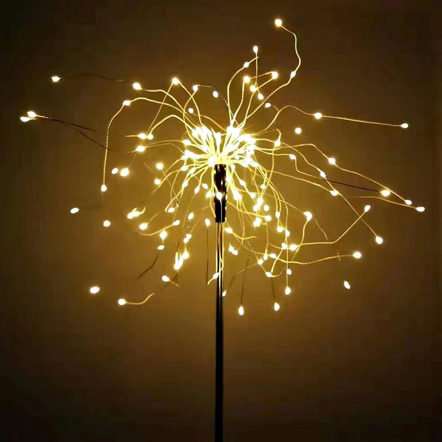 Jjgoo Solar Firework Lights  4 Pack 120 Leds 2 Lighting Modes Solar Garden Lights Outdoor Waterproof For Yard Patio Walkway Pathway Party Wedding Christmas Decorative - Warm White