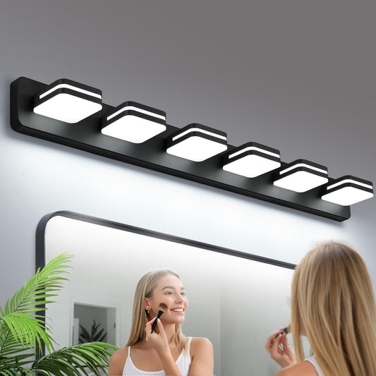 3000Lm Led Modern Bathroom Vanity Light Fixtures  360?Rotate Acrylic Matte Black Vanity Lights For Bathroom  Modern Wall Lighting Fixtures Over Mirror Kitchen Living Room (Natural White Light 5000K)