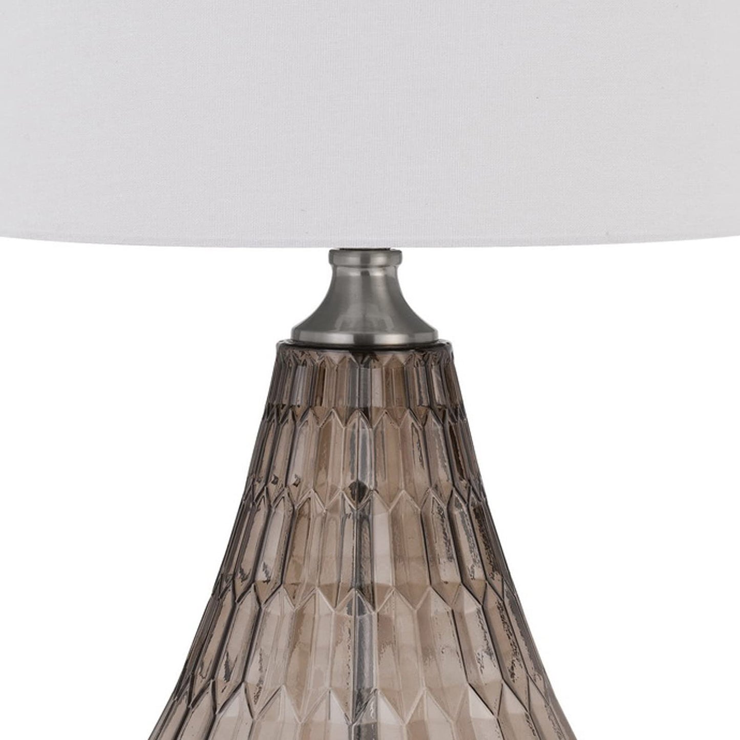 Benzara Glass Table Lamp with Dimmer, Geometric Base, 31 in., Brown, Model BM272317