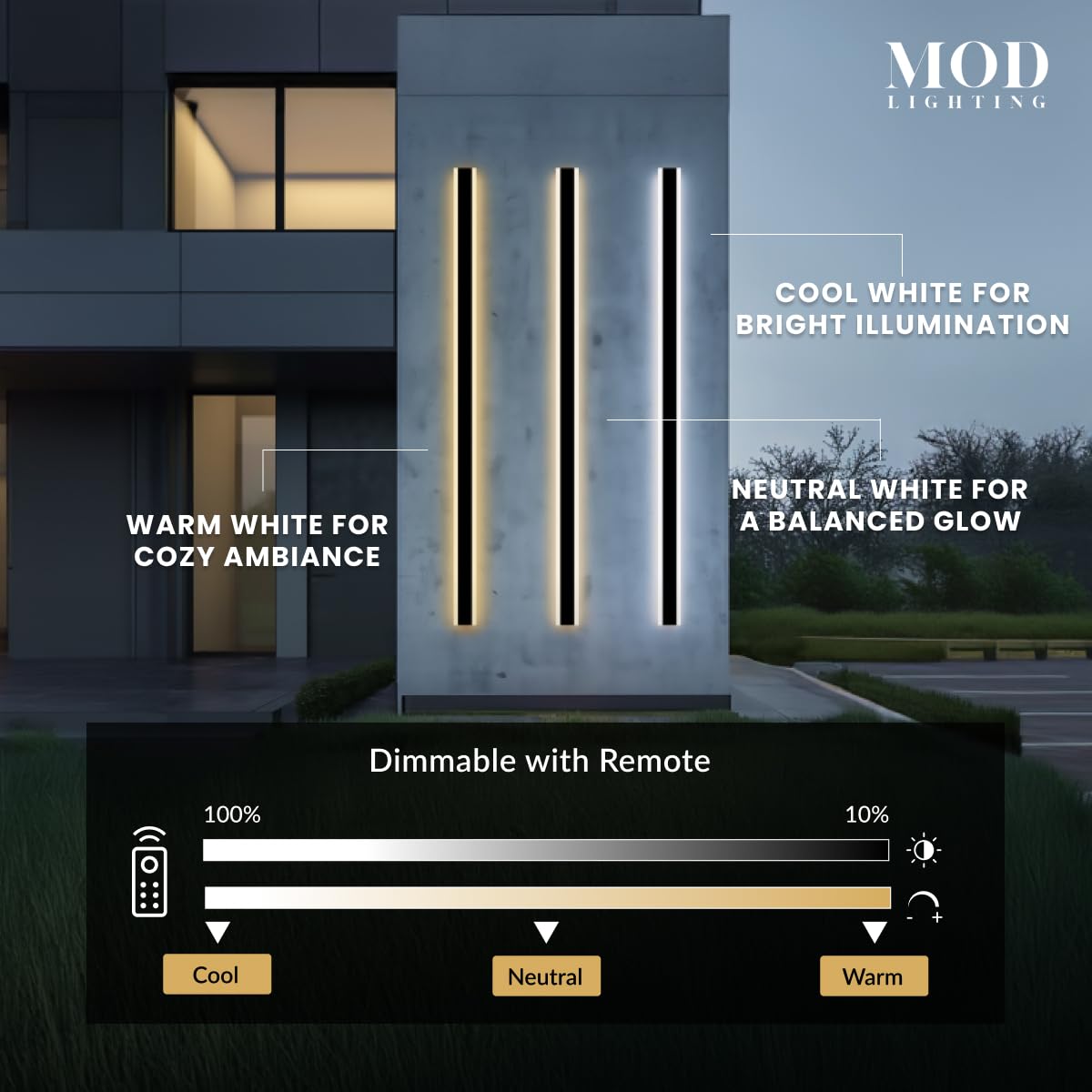 ?????? ???????????????? Haylen | Waterproof Outdoor Wall Light  Led Dimmable With Remote 3000K-6000K  Long Outdoor Porch Lights  Wired Lighting Fixture  Patio Exterior Wall Sconce  2-Pack (Black  24)