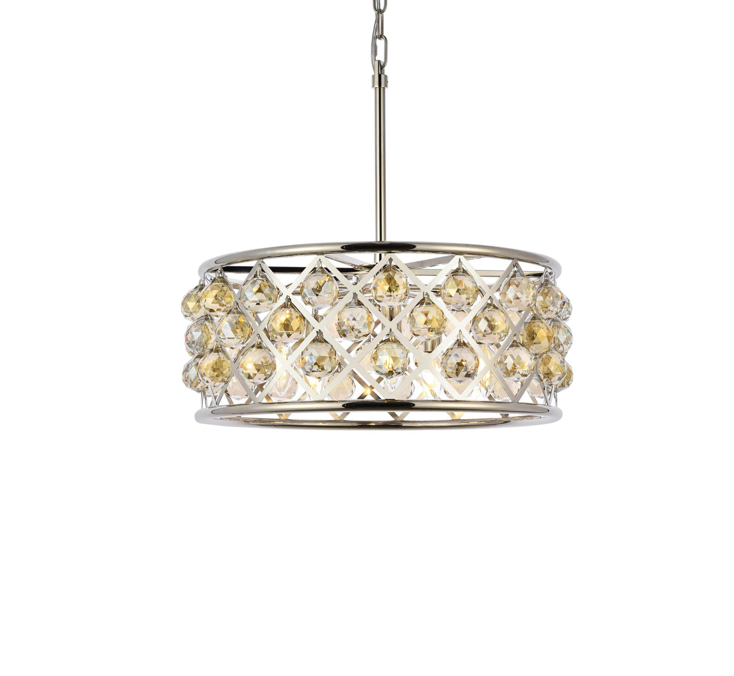 Elegant Lighting 5-Light Pendant Lamp, 20in Depth x 9in Height, Polished Nickel Finish, Golden Teak, Model 1214D20PN-GT/RC