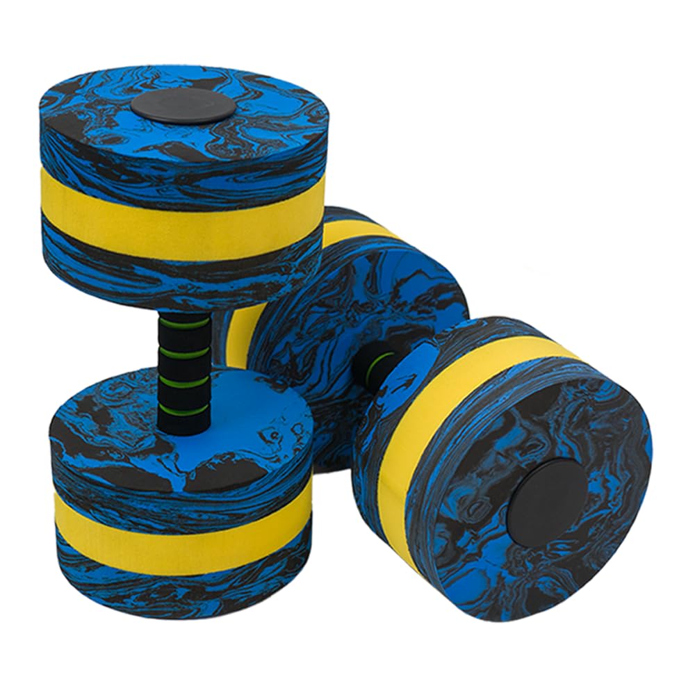 Aquatic Exercise Dumbbell Set of 2 for Water Aerobics, High-Density EVA-Foam Water Weights, Pool Fitness Equipment for Unisex Adults